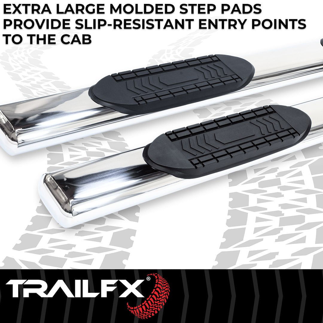 TrailFX 6" Oval Straight Step Bar For Toyota Tacoma Double Cab (Crew Cab) - Stainless