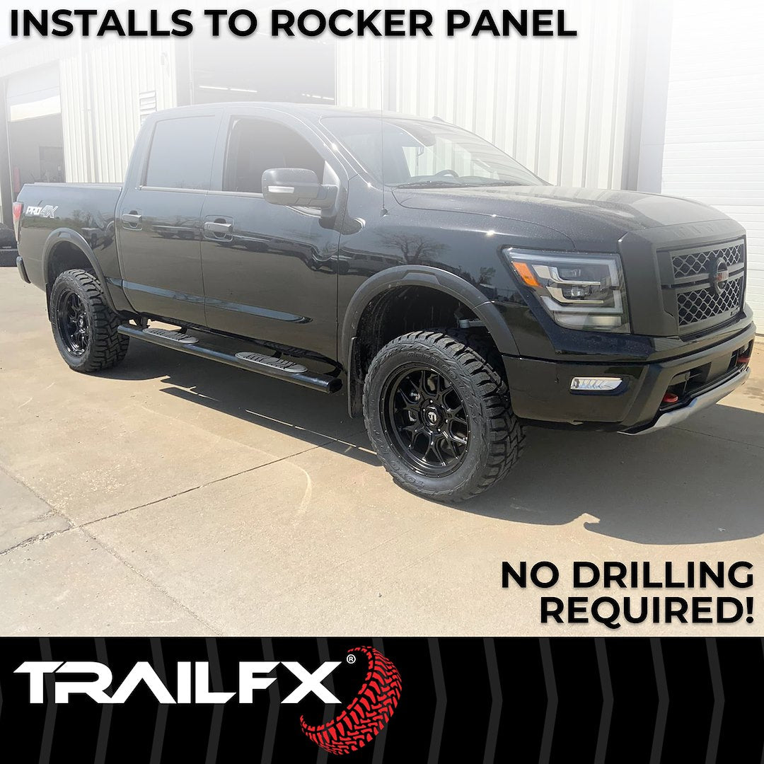 TrailFX 6" Oval Straight Step Bar For 2017-2025 F150-350 Crew Cab - Black