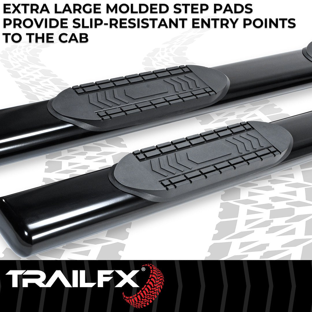 TrailFX 6" Oval Straight Step Bar For 2017-2025 F150-350 Crew Cab - Black