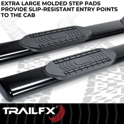 TrailFX 6" Oval Straight Step Bar For 2017-2025 F150-350 Crew Cab - Black