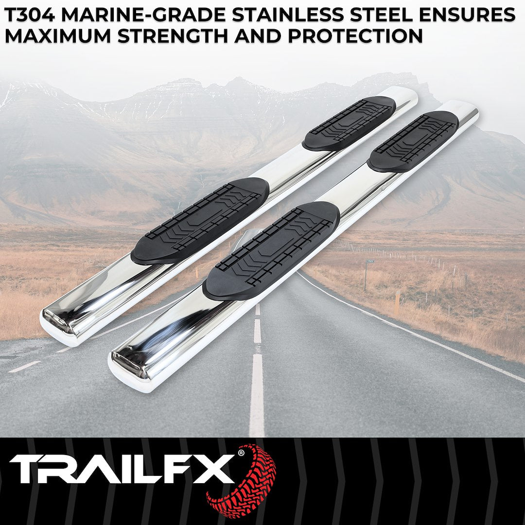 TrailFX 6" Oval Straight Step Bar For Toyota Tacoma Double Cab (Crew Cab) - Stainless