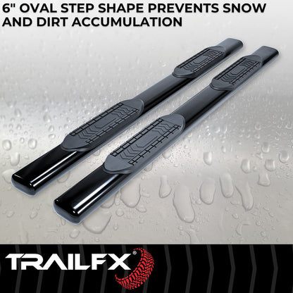 TrailFX 6" Oval Straight Step Bar For 2017-2025 F150-350 Crew Cab - Black