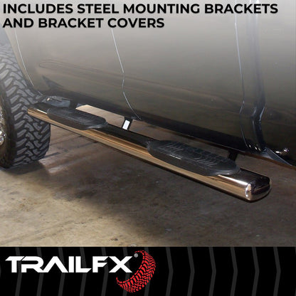 TrailFX 6" Oval Straight Step Bar For Toyota Tacoma Double Cab (Crew Cab) - Stainless