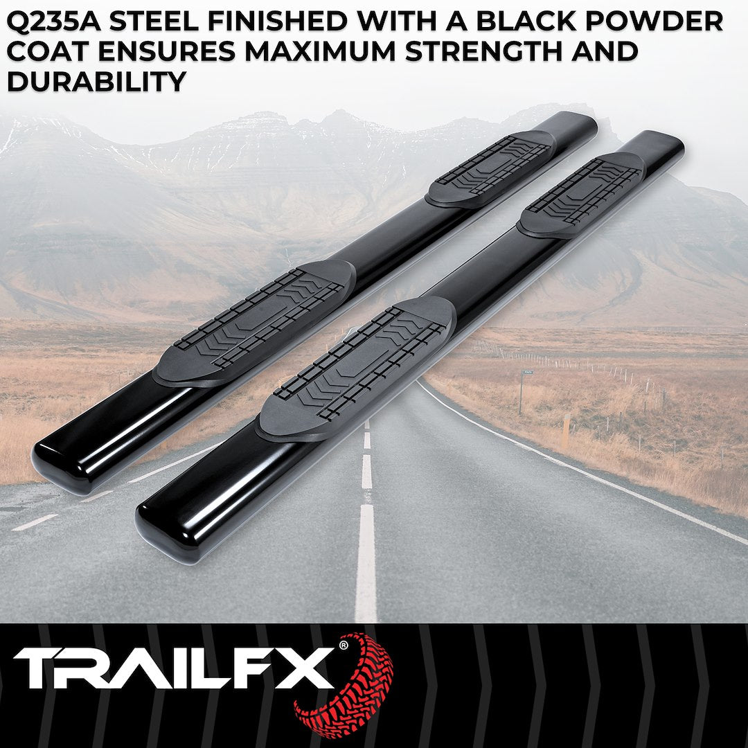 TrailFX 6" Oval Straight Step Bar For 2017-2025 F150-350 Crew Cab - Black
