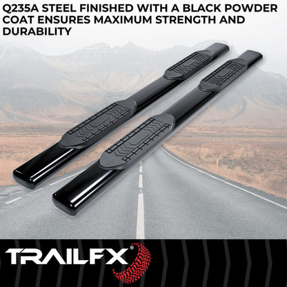 TrailFX 6" Oval Straight Step Bar For 2017-2025 F150-350 Crew Cab - Black