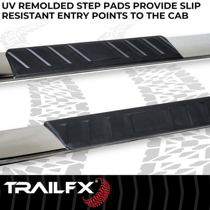 TrailFX T4 Trapezoid Step Bar For 2017-2025 F150-350 Extended Cab - Stainless
