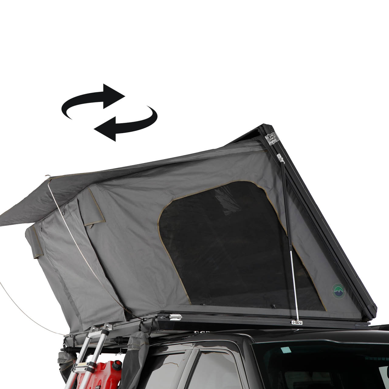 Overland Vehicle Systems Aluminum Clam Shell Roof Top Tent Sidewinder Side Opening