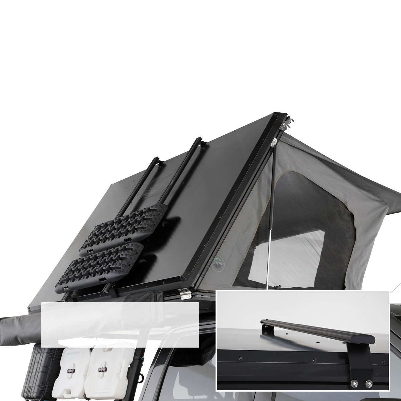 Overland Vehicle Systems Aluminum Clam Shell Roof Top Tent Sidewinder Side Opening