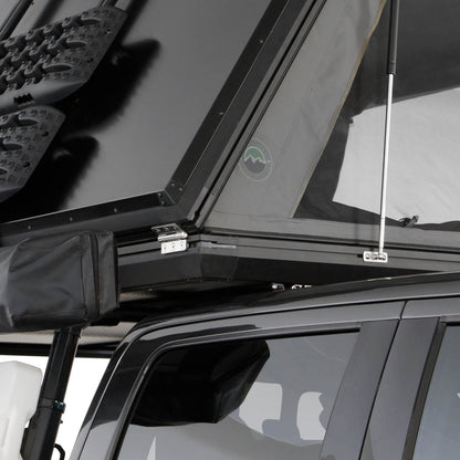 Overland Vehicle Systems Aluminum Clam Shell Roof Top Tent Sidewinder Side Opening