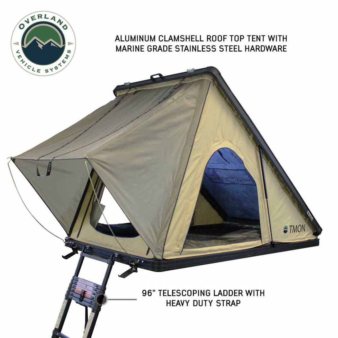 Overland Vehicle Systems LD TMON Clamshell Aluminum Hard Shell Roof Top Tent