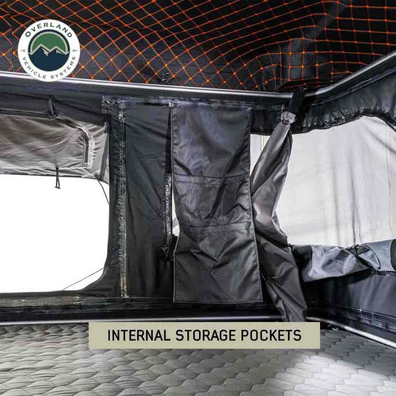 Overland Vehicle Systems HD Bundu 3 - Hard Shell Pop Up Roof Top Tent, 3 Person, Grey Body and Black Rainfly
