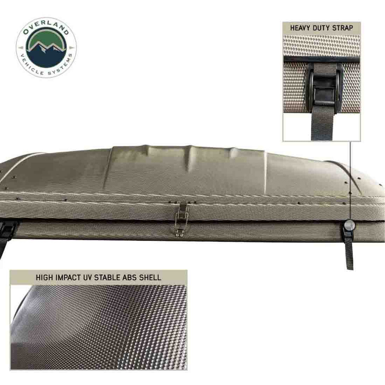 Overland Vehicle Systems HD Bundu 3 - Hard Shell Pop Up Roof Top Tent, 3 Person, Grey Body and Black Rainfly