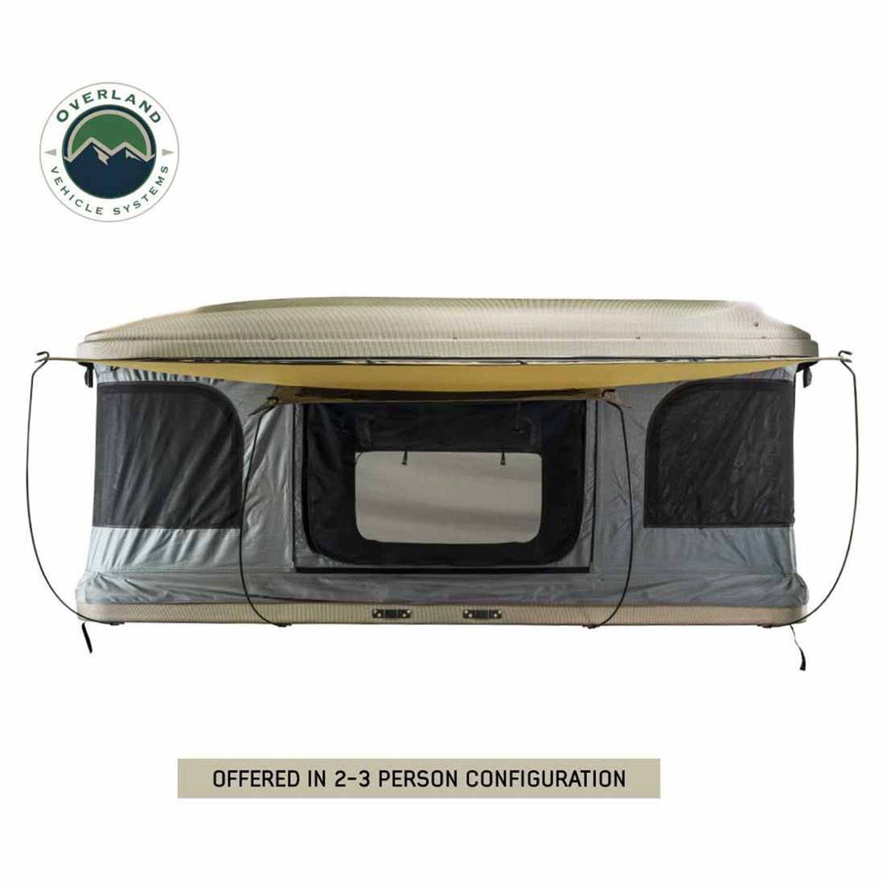 Overland Vehicle Systems HD Bundu 3 - Hard Shell Pop Up Roof Top Tent, 3 Person, Grey Body and Black Rainfly