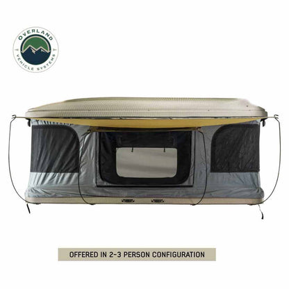Overland Vehicle Systems HD Bundu 3 - Hard Shell Pop Up Roof Top Tent, 3 Person, Grey Body and Black Rainfly