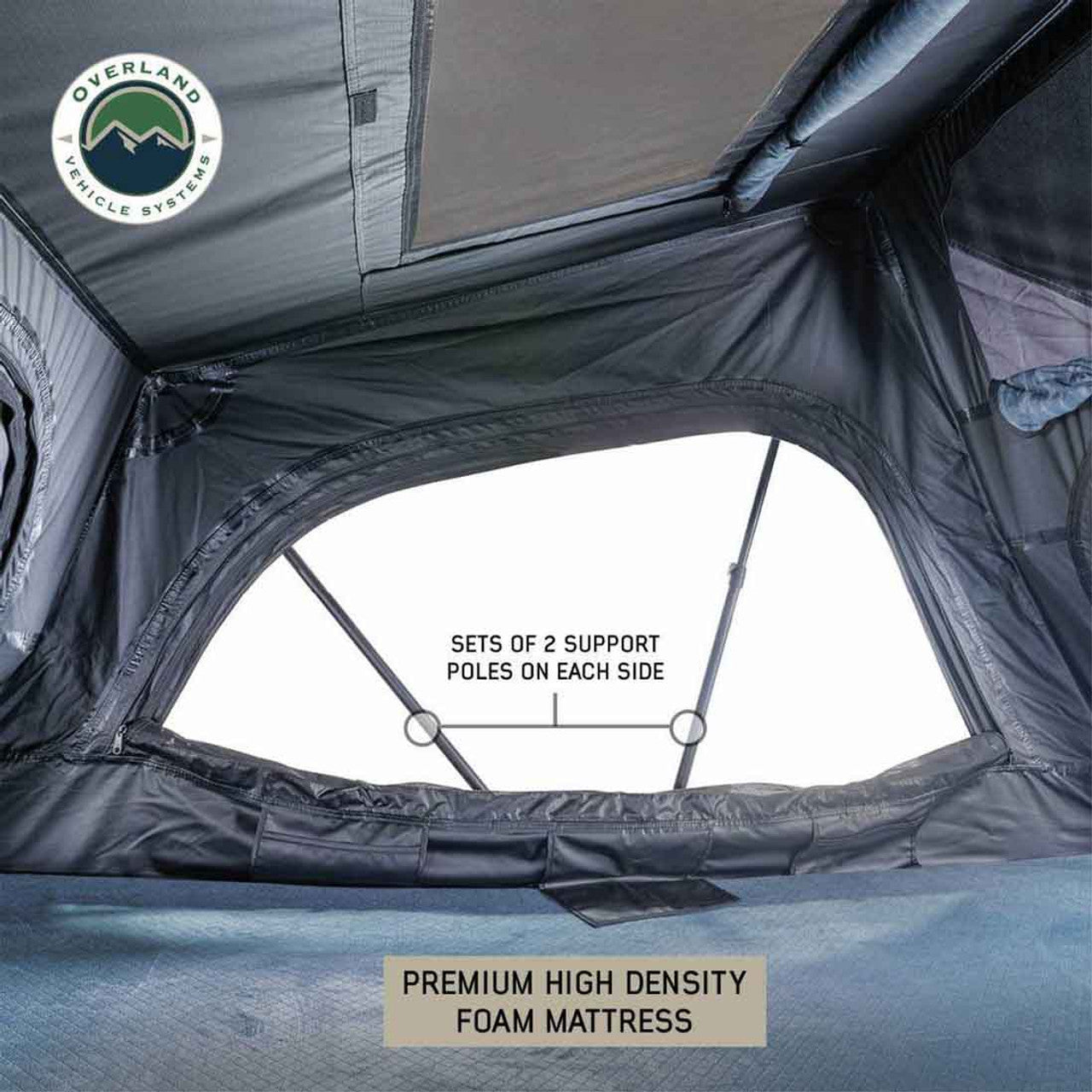 Overland Vehicle Systems XD Sherpa S3S - Soft Sided Roof Top Tent, 3 Person, Grey Body and Black Rainfly