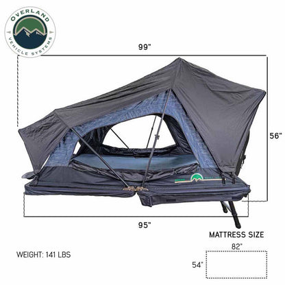 Overland Vehicle Systems XD Sherpa S3S - Soft Sided Roof Top Tent, 3 Person, Grey Body and Black Rainfly