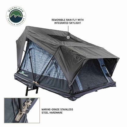 Overland Vehicle Systems XD Sherpa S3S - Soft Sided Roof Top Tent, 3 Person, Grey Body and Black Rainfly