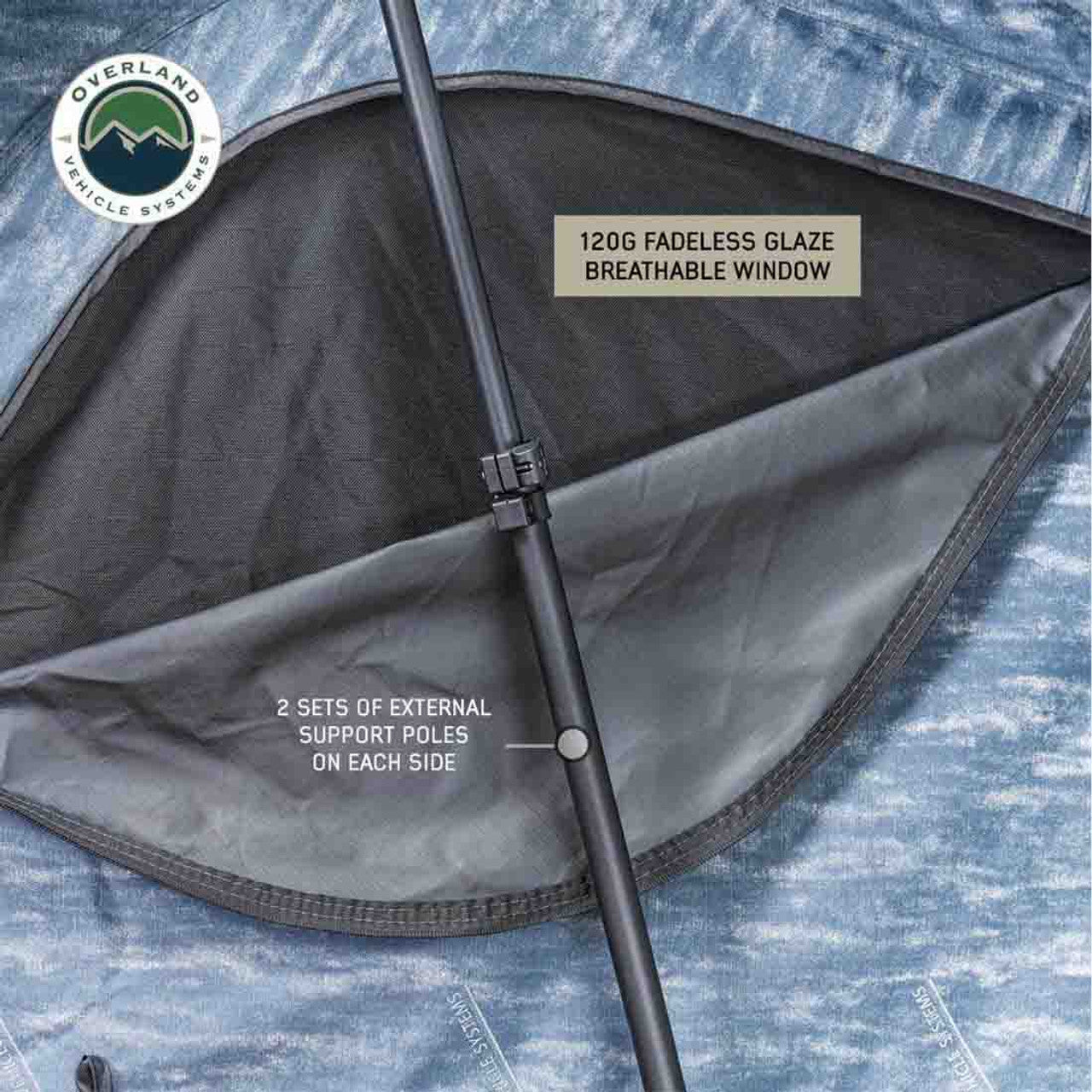 Overland Vehicle Systems XD Sherpa S3S - Soft Sided Roof Top Tent, 3 Person, Grey Body and Black Rainfly