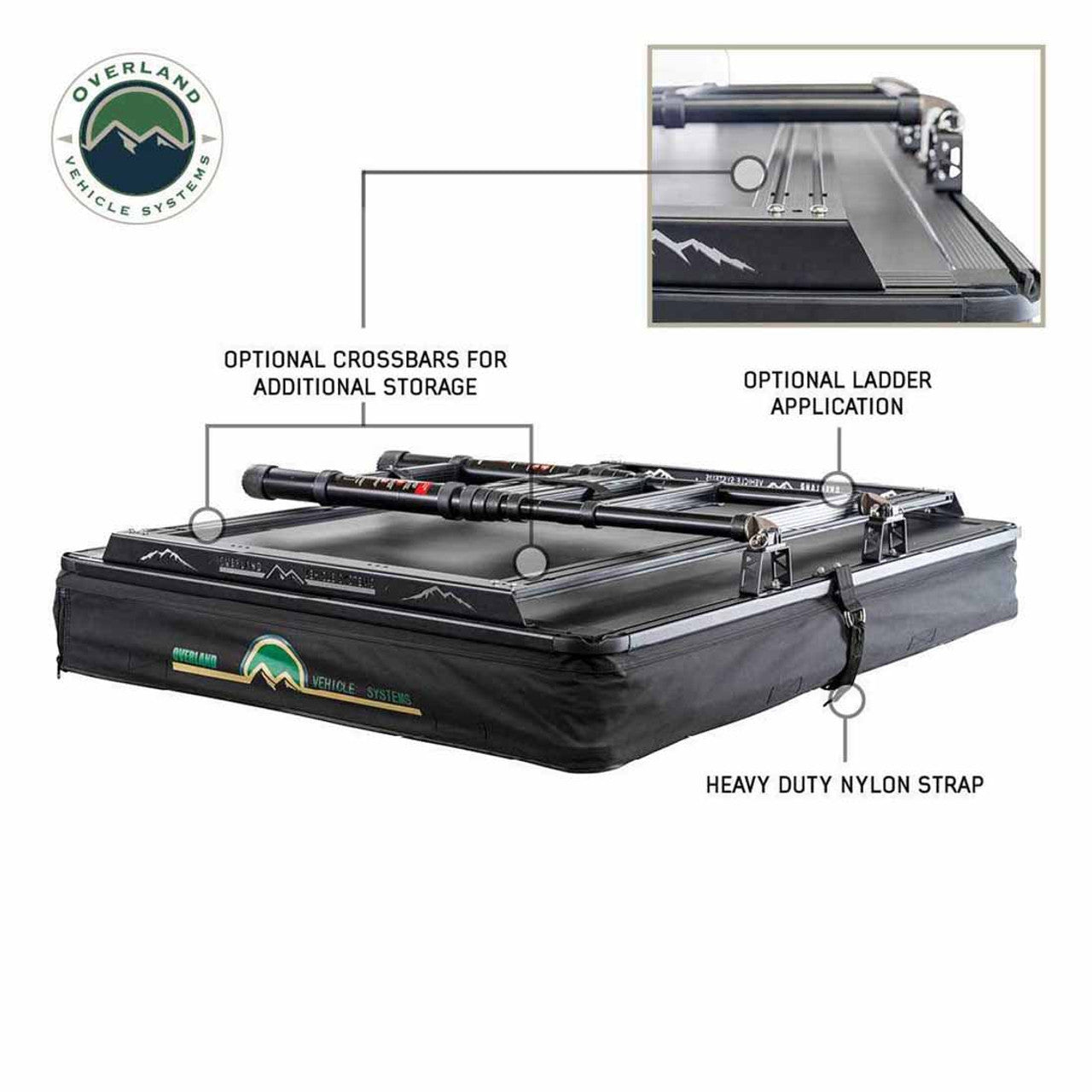 Overland Vehicle Systems XD Sherpa S3S - Soft Sided Roof Top Tent, 3 Person, Grey Body and Black Rainfly