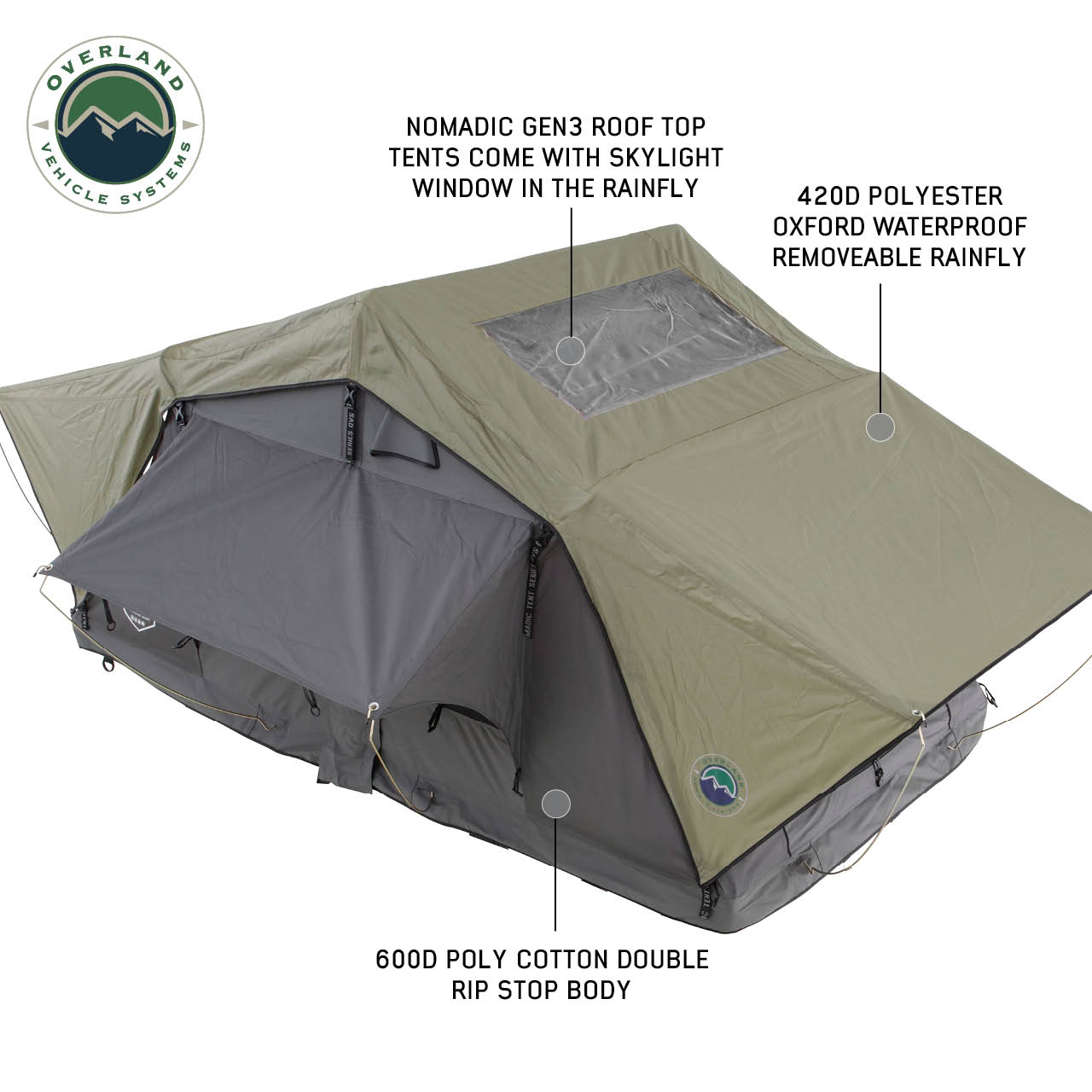 Overland Vehicle Systems Nomadic 2 Standard Roof Top Tent Roof Top Tent 2 Person
