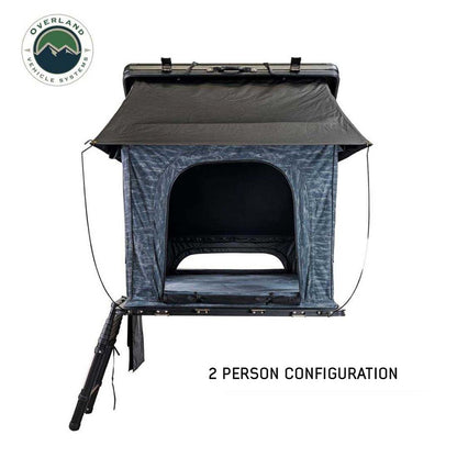 Overland Vehicle Systems XD Lohtse - Clamshell Aluminum Roof Top Tent, 2 Person, Grey Body and Black Rainfly