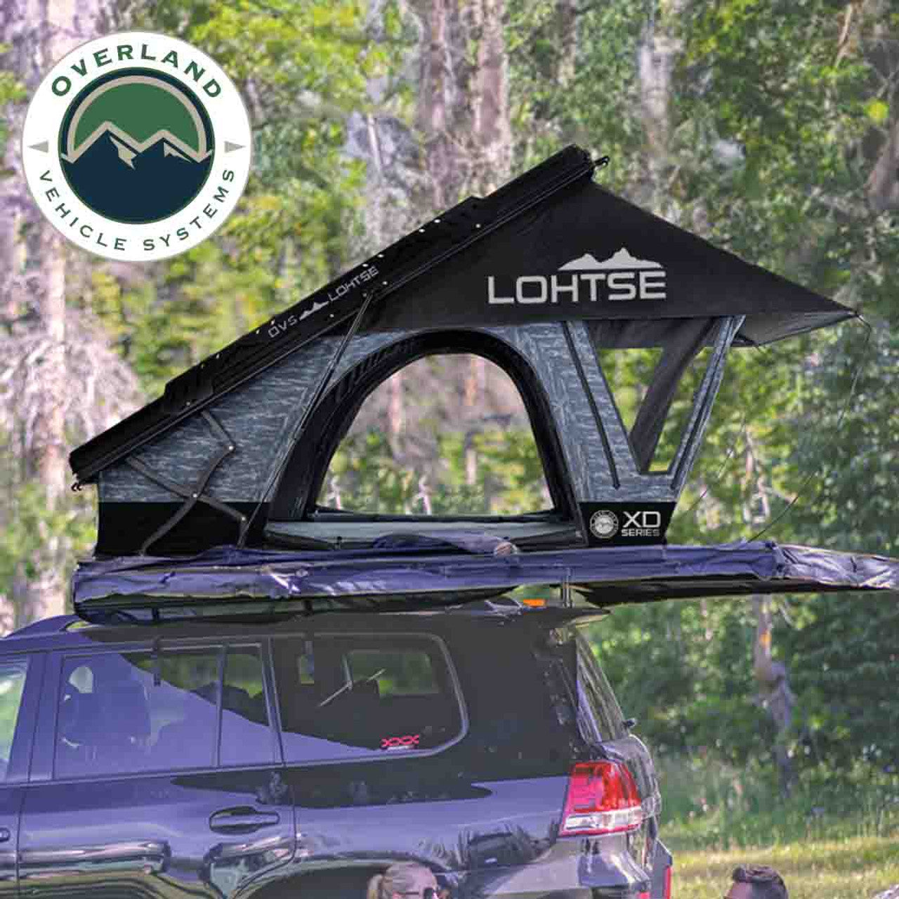 Overland Vehicle Systems XD Lohtse - Clamshell Aluminum Roof Top Tent, 2 Person, Grey Body and Black Rainfly