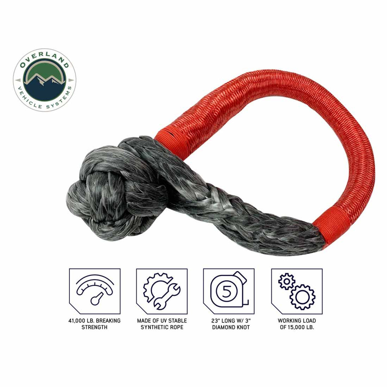 Overland Vehicle Systems Soft Shackle Recovery Ring Combo Pack - 45,000 lb - Black