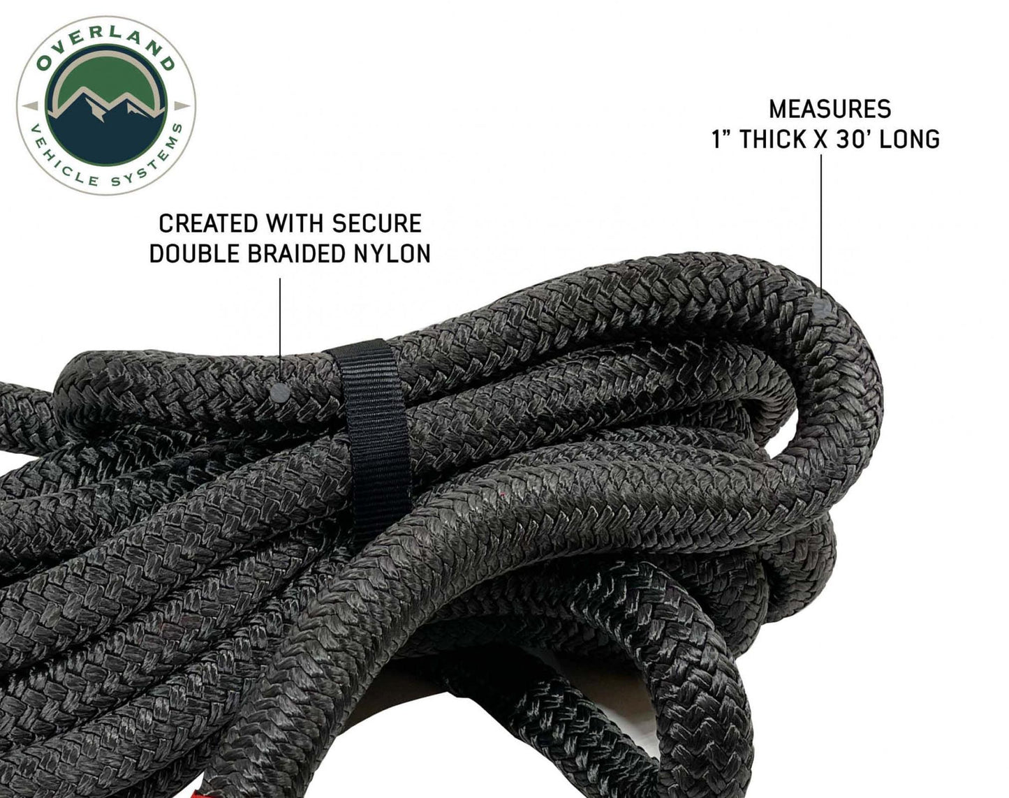 Overland Vehicle Systems Brute Kinetic Rope Recovery Strap 1 x 30 Foot 30 Percent Stretch