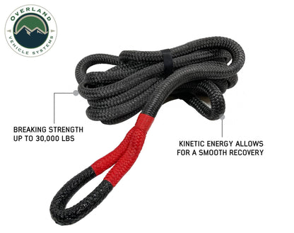 Overland Vehicle Systems Brute Kinetic Rope Recovery Strap 1 x 30 Foot 30 Percent Stretch