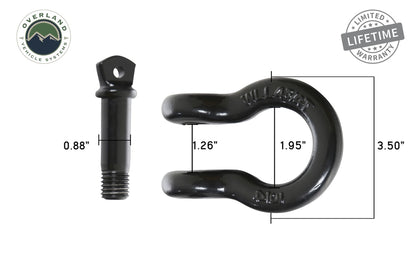 Overland Vehicle Systems Recovery Shackle 3/4 4.75 Ton Black Sold In Pairs