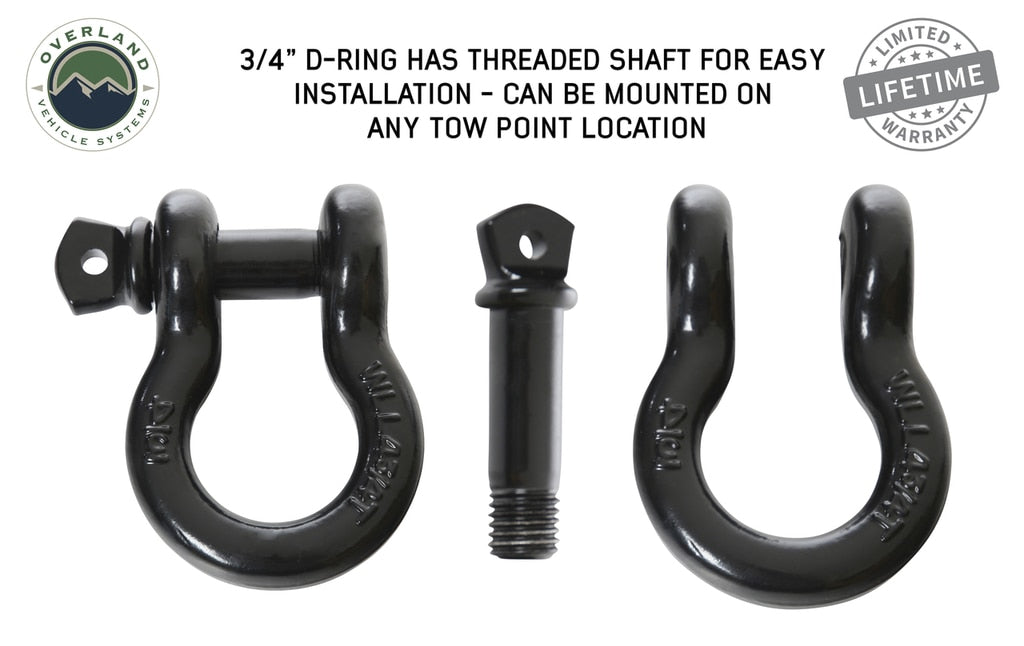 Overland Vehicle Systems Recovery Shackle 3/4 4.75 Ton Black Sold In Pairs