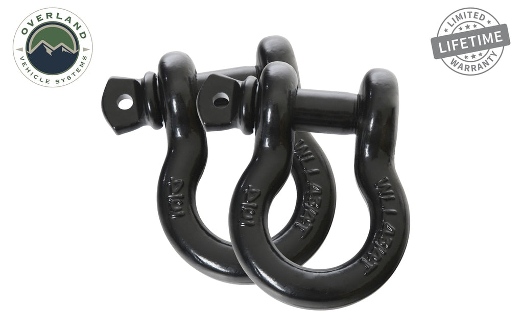 Overland Vehicle Systems Recovery Shackle 3/4 4.75 Ton Black Sold In Pairs