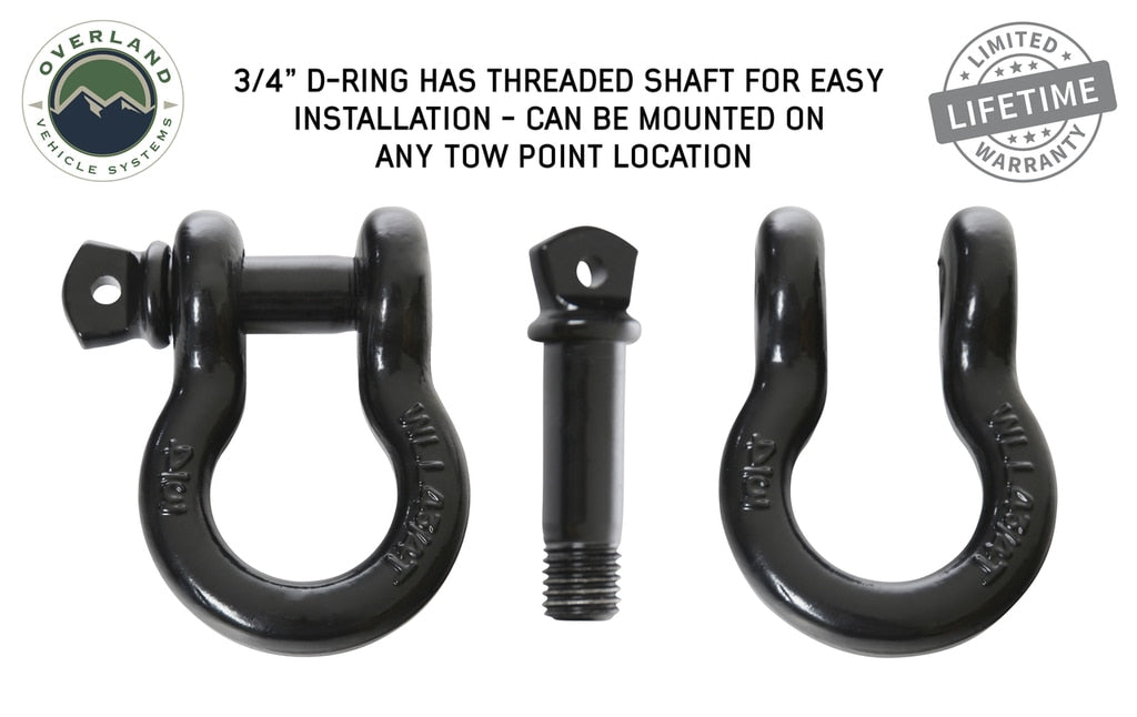 Overland Vehicle Systems Recovery Shackle 3/4 4.75 Ton Black