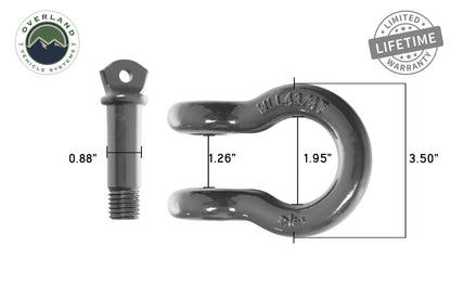 Overland Vehicle Systems Recovery Shackle 3/4 Inch 4.75 Ton - Gray Universal