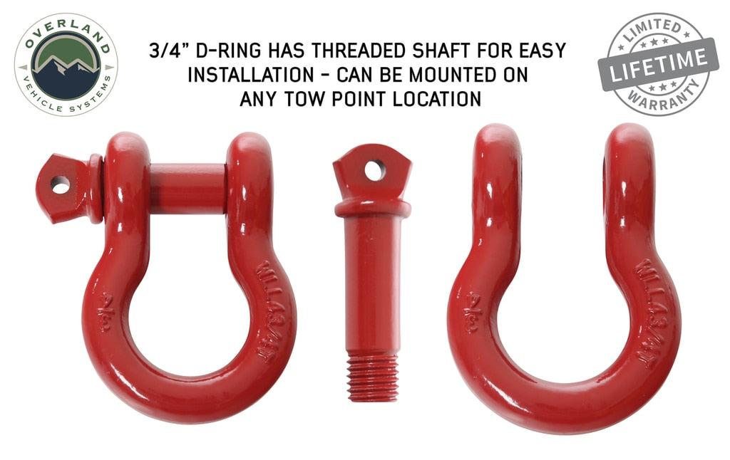 Overland Vehicle Systems Recovery Shackle 3/4 Inch 4.75 Ton Red