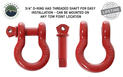 Overland Vehicle Systems Recovery Shackle 3/4 Inch 4.75 Ton Red
