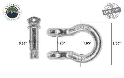 Overland Vehicle Systems Recovery Shackle 3/4 4.75 Ton Zinc - D Ring Recovery Shackle