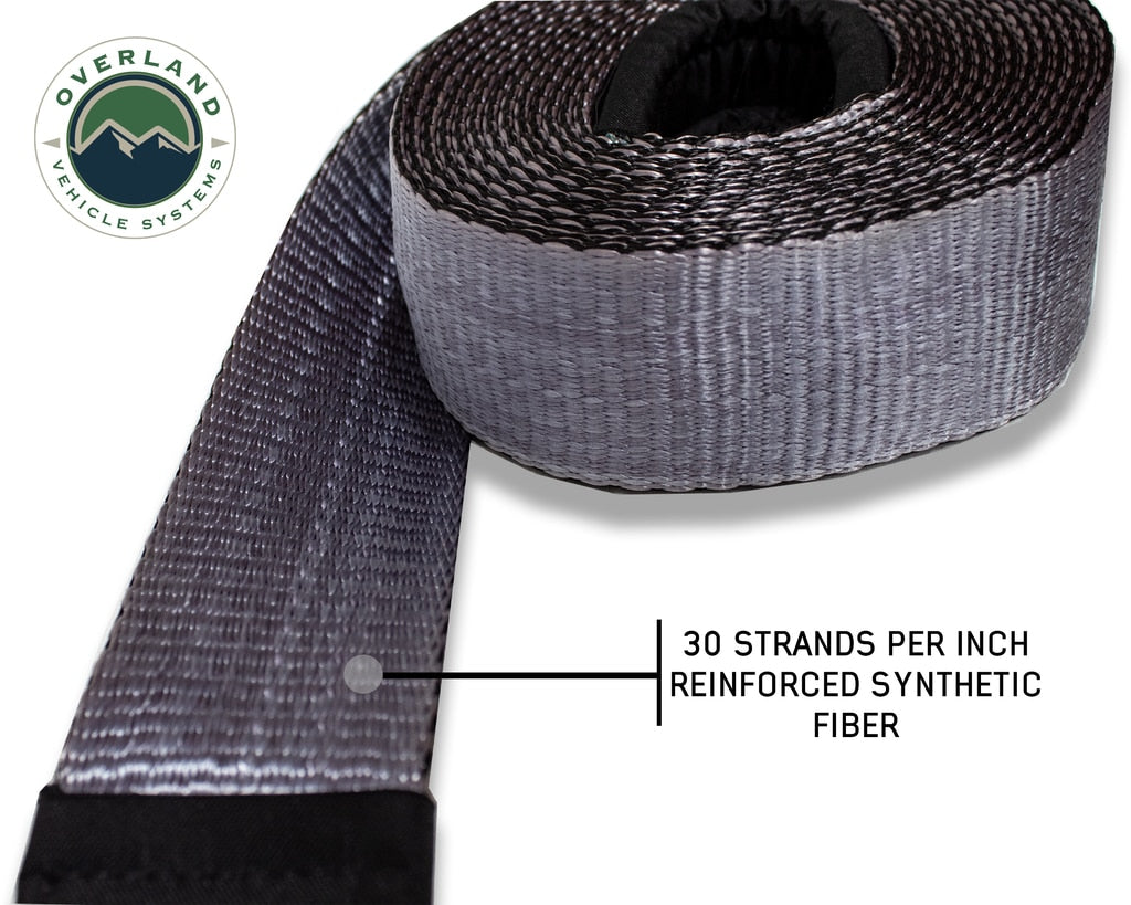 Overland Vehicle Systems Tow Strap 30 30,000 lb. 3 x 30' Gray Storage Bag