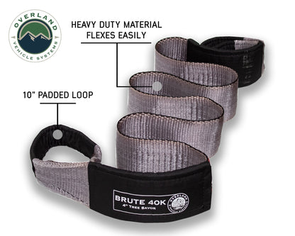 Overland Vehicle Systems Tree Saver Tow Strap 40,000 lb. Gray With Storage Bag