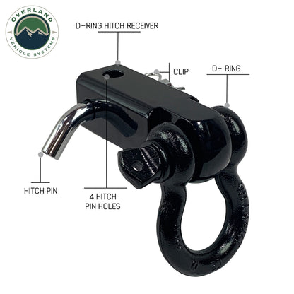Overland Vehicle Systems Receiver Hitch D-Ring Receiver Mount Recovery Shackle