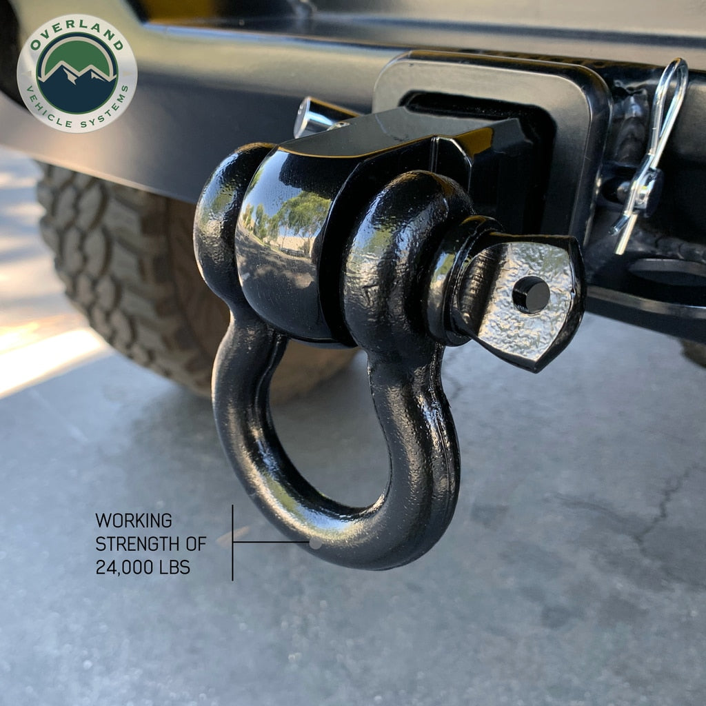 Overland Vehicle Systems Receiver Hitch D-Ring Receiver Mount Recovery Shackle