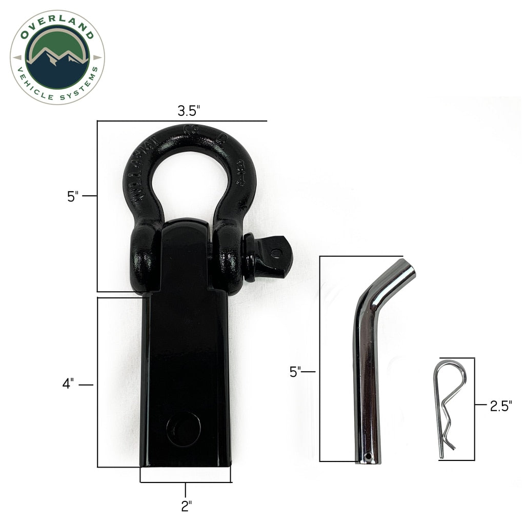 Overland Vehicle Systems Receiver Hitch D-Ring Receiver Mount Recovery Shackle