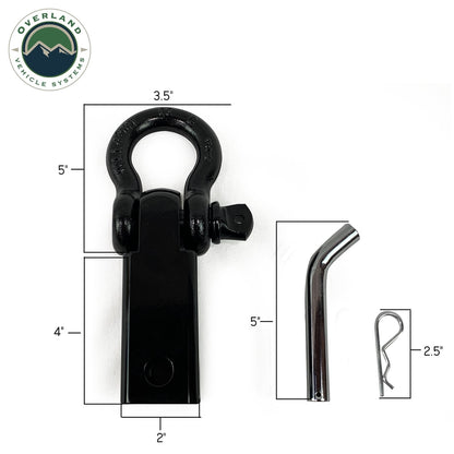 Overland Vehicle Systems Receiver Hitch D-Ring Receiver Mount Recovery Shackle