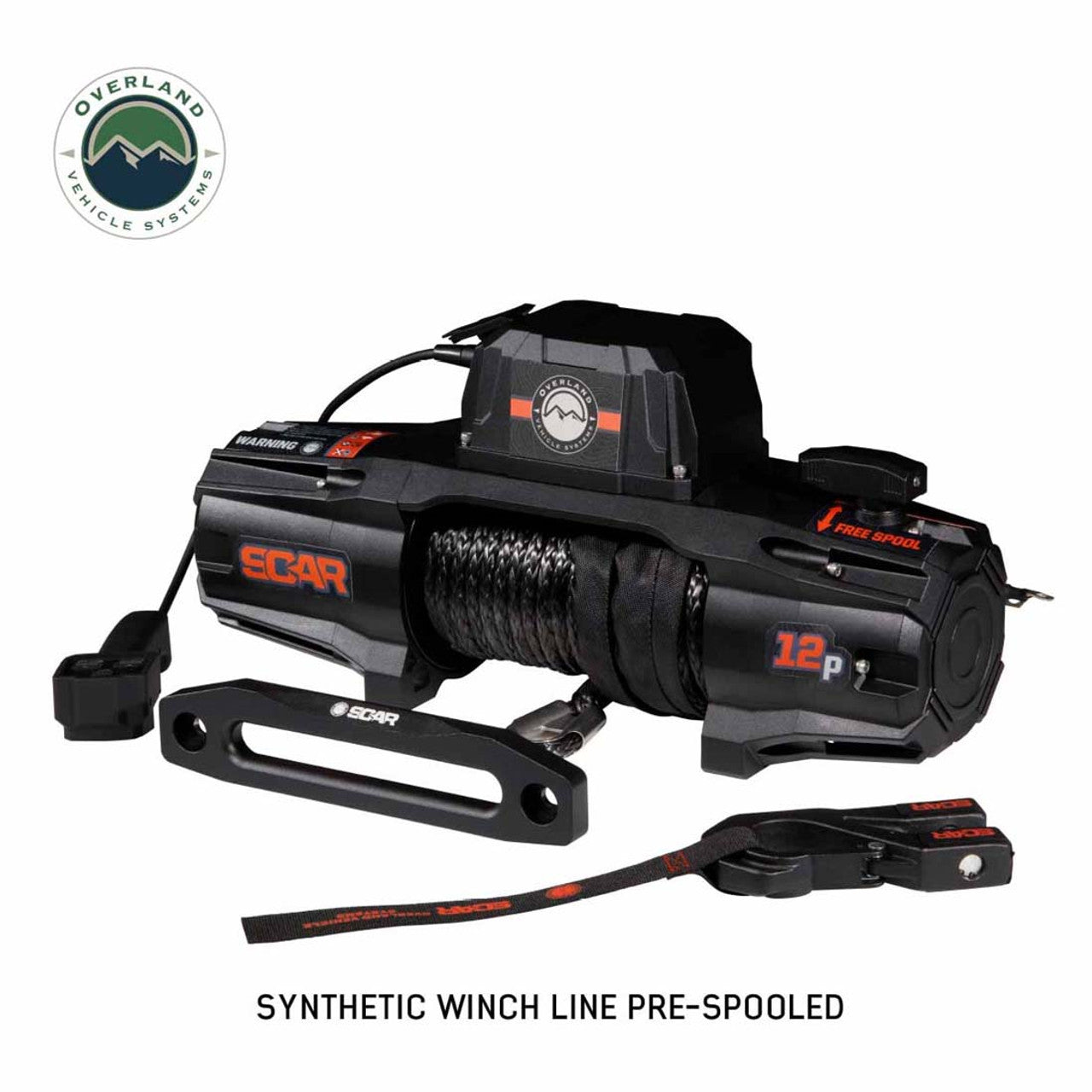 Overland Vehicle Systems SCAR 12P Winch – 12,000 lb (Synthetic Rope & Wireless Remote)