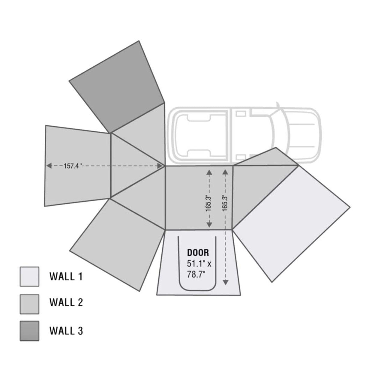 Overland Vehicle Systems Nomadic Awning 270 Awning with Walls Passenger