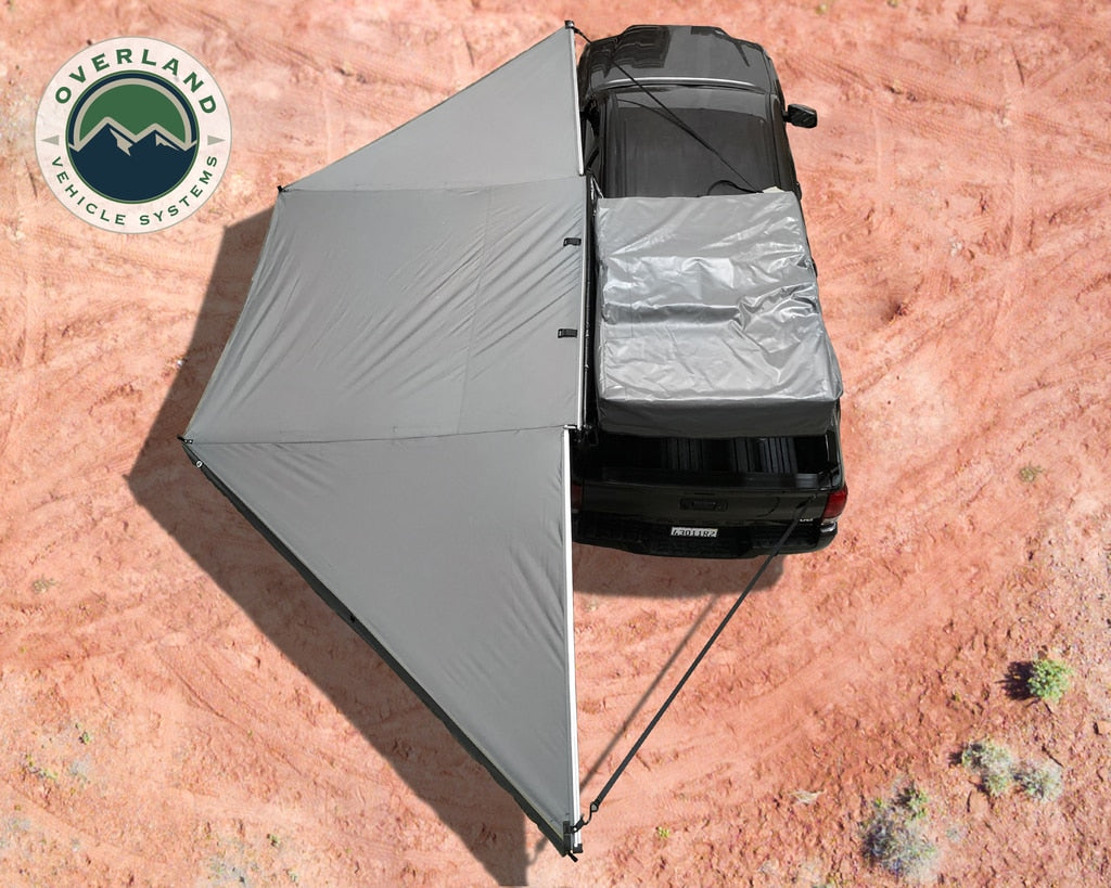 Overland Vehicle Systems Nomadic 180 Degree Freestanding Awning – Dark Gray w/ Black Travel Cover