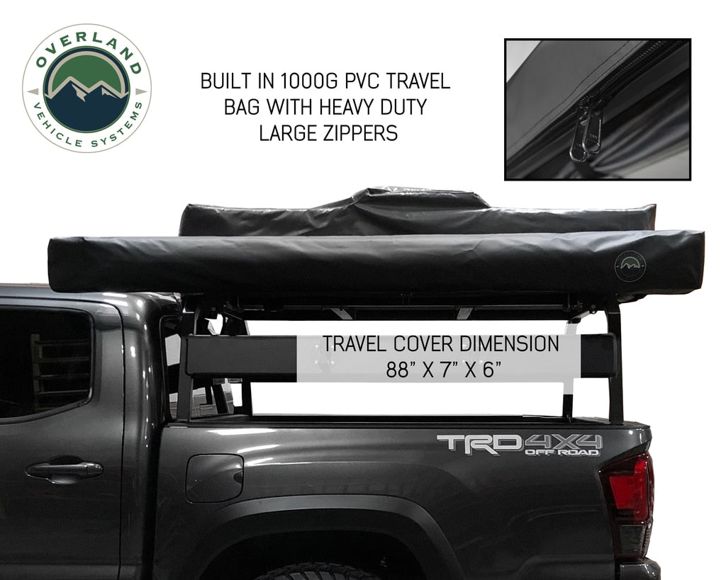 Overland Vehicle Systems Nomadic 180 Degree Freestanding Awning – Dark Gray w/ Black Travel Cover