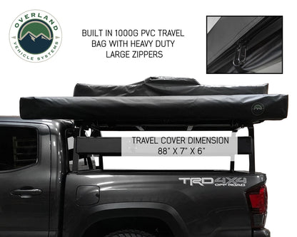 Overland Vehicle Systems Nomadic 180 Degree Freestanding Awning – Dark Gray w/ Black Travel Cover