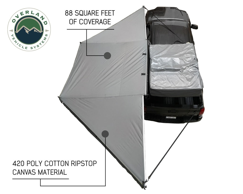 Overland Vehicle Systems Nomadic 180 Degree Freestanding Awning – Dark Gray w/ Black Travel Cover