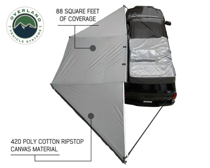 Overland Vehicle Systems Nomadic 180 Degree Freestanding Awning – Dark Gray w/ Black Travel Cover